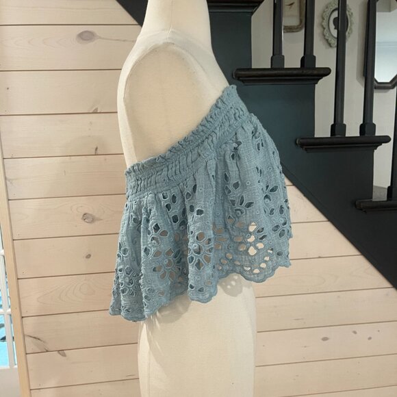 ❤️ Free People One Perla Eyelet Lace Off-Shoulder Crop Top NWOT Sizes XS & S - Picture 4 of 5